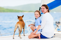 mother and daughter on boat